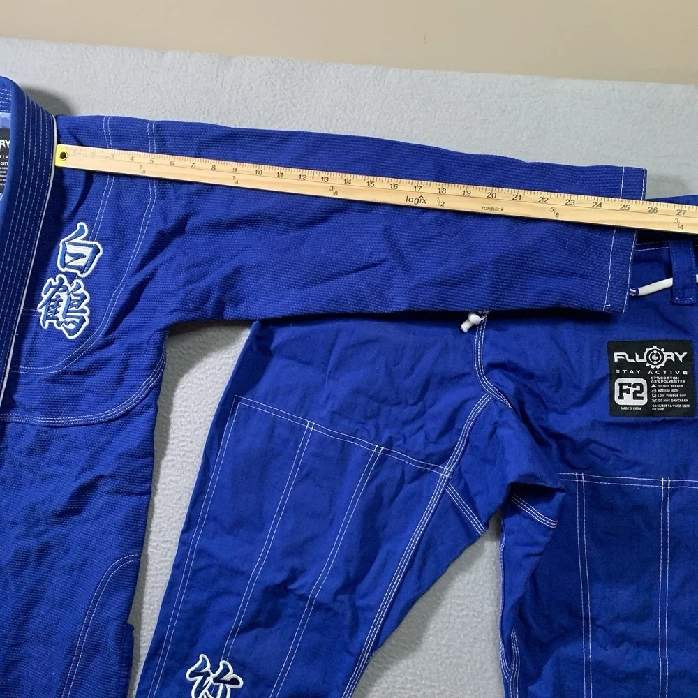 Fluory Grappling White Crane BJJ Gi Blue F2